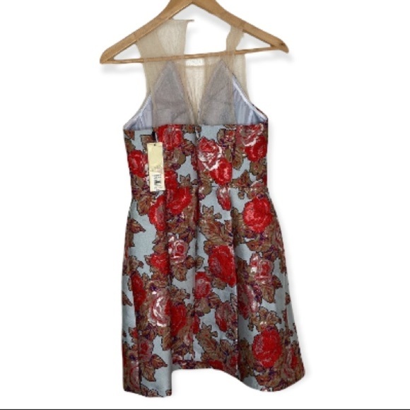 Topshop Women’s Metallic Floral Print Sleeveless Mini Dress Size 4 NWT - Picture 4 of 14